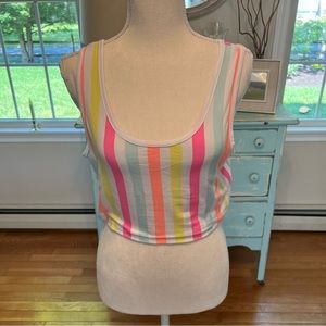 Multicolor striped crop top. Large. C13